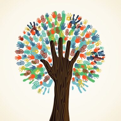 Mains arbre solidarité aide diversité équipe social uni groupe dessin©Fotolia